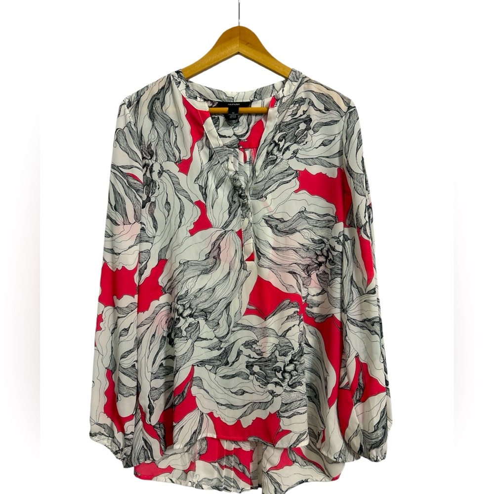 Alfani Floral Printed Sheer Flowy Blouse Size 12